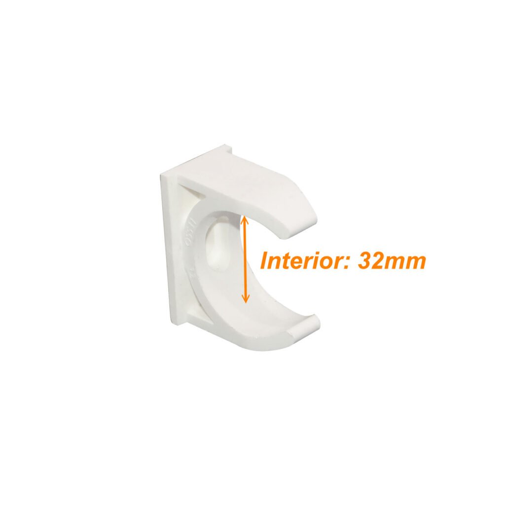 PVC32-A - LINKCHIP 32mm Soporte Fijacion Abrazadera p/Tubo PVC Blanco Tornillo