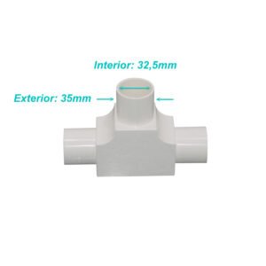 PVC32-TT - LINKCHIP 32mm Tee con Tapa para Tubo PVC Blanco Derivacion en T