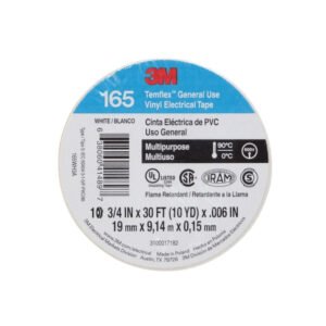 TEMFLEX-9W - 3M 9mt 165 Blanca Huincha Cinta Aisladora PVC 19mm 0,15mm 600V 90ºC