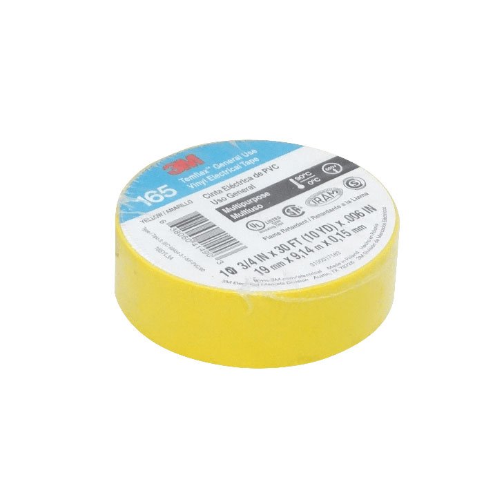 TEMFLEX-9M - 3M 9mt 165 Amarilla Huincha Cinta Aisladora PVC 19mm 0,15mm 600V 90ºC