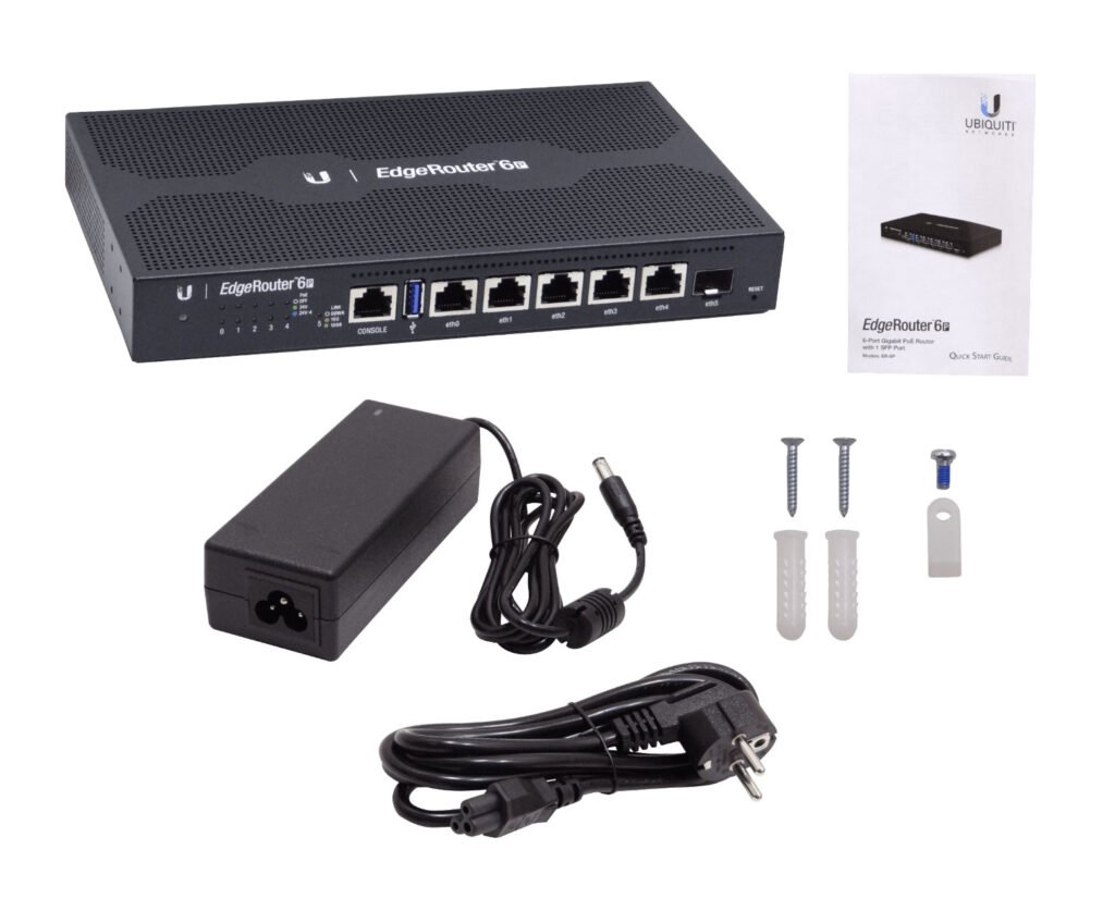 ER-6P - UBIQUITI 5-1000PoE24V 1-SFP USB Console-RJ45 Router inc24V Core-4x1GHz