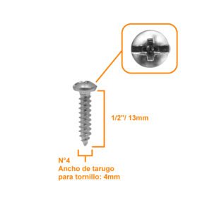 YUR5-0 - 50-unids. 4 x 3/4 Largo-19mm Plata Cruz Tornillos Roscalata Punta