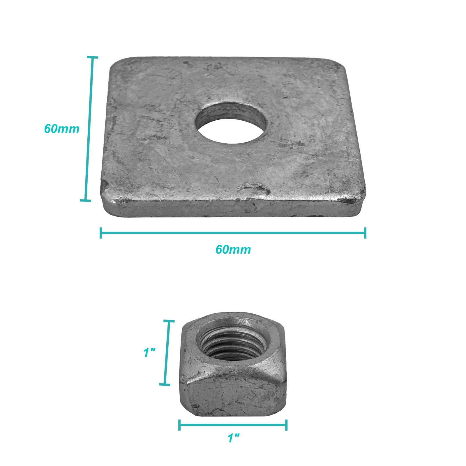 GTL00770 - 5/8 x 10pulg Perno Ojo con 1-Tuerca Cuadrada-27mm 1-Placa-6x6cm
