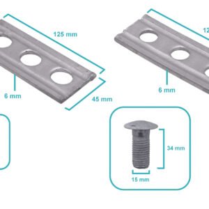 KTL0032 - Brida Sujecion 3 Pernos 5/8T/VTRC 125x46x6x15mm para Postacion