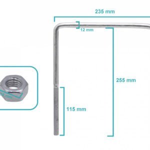 KTL0002 - 235x255x12x115mm Abrazadera 1/2 BT para Poste Tuercas-19mm