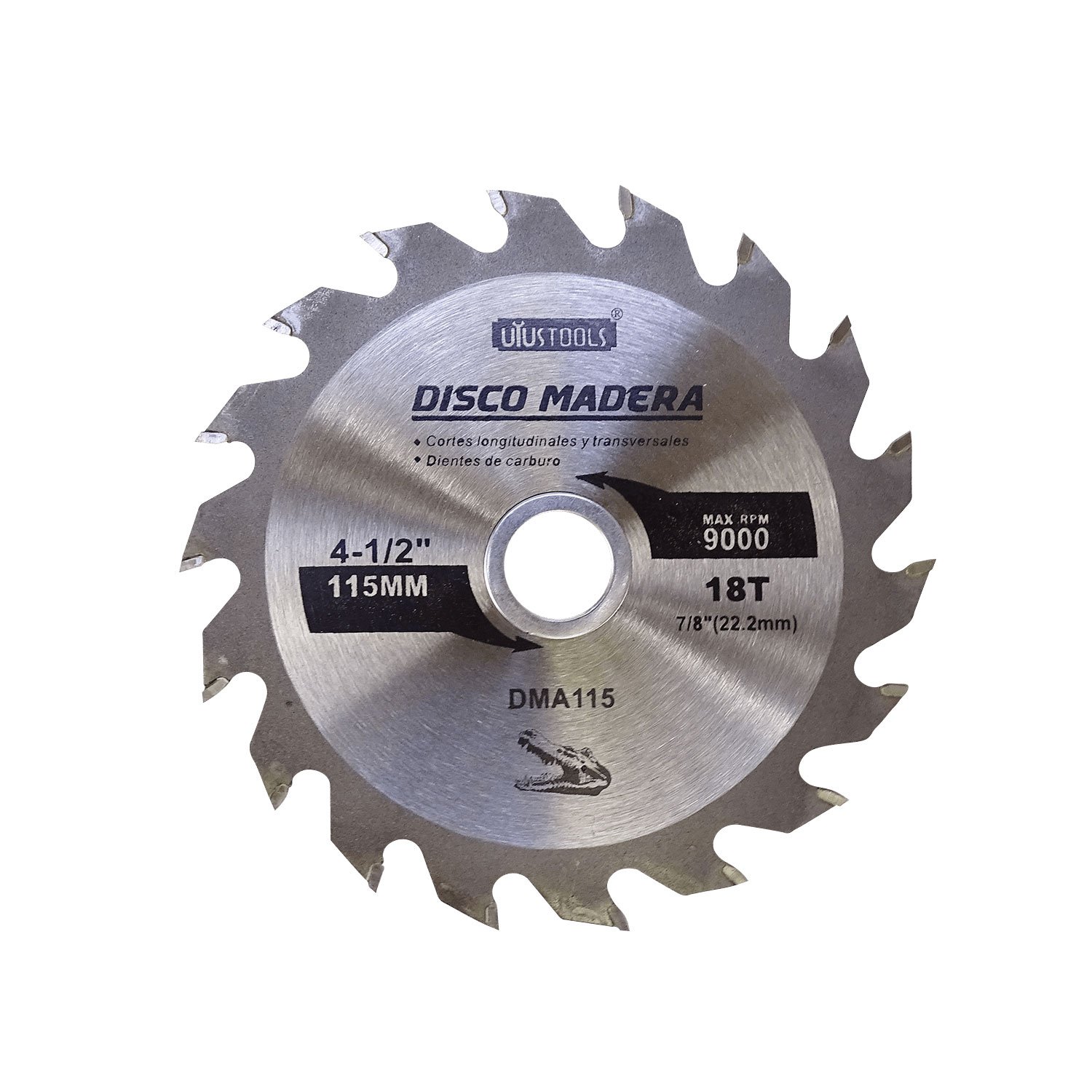 MAD4-18 - UYUSTOOLS 115mm 18T 22,2mm Disco Corte Sierra Madera Carburo DMA115