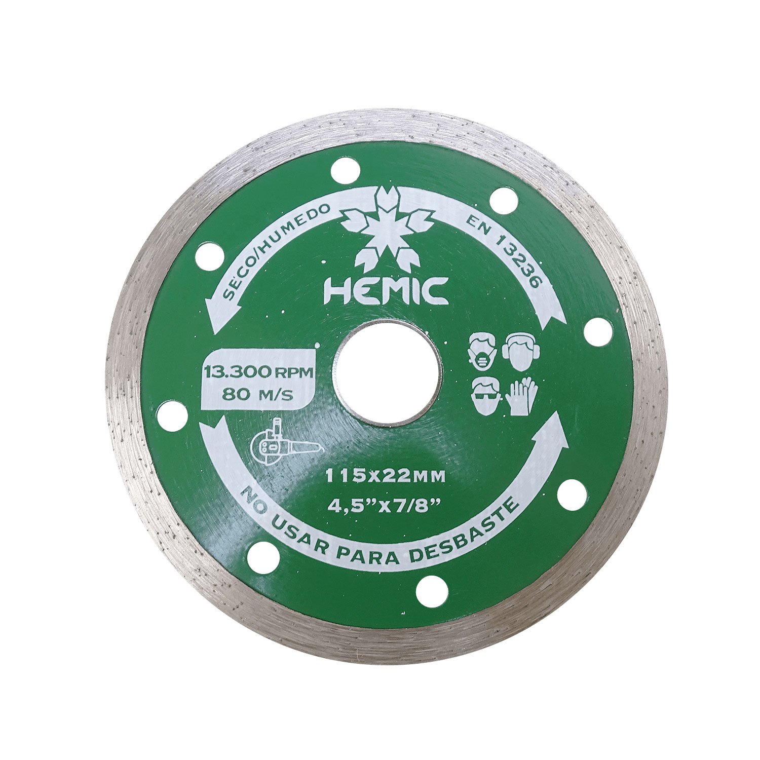 DIA-4L - HEMIC 115mm Liso 22mm Disco Corte Diamantado Continuo DDU115H 8801115