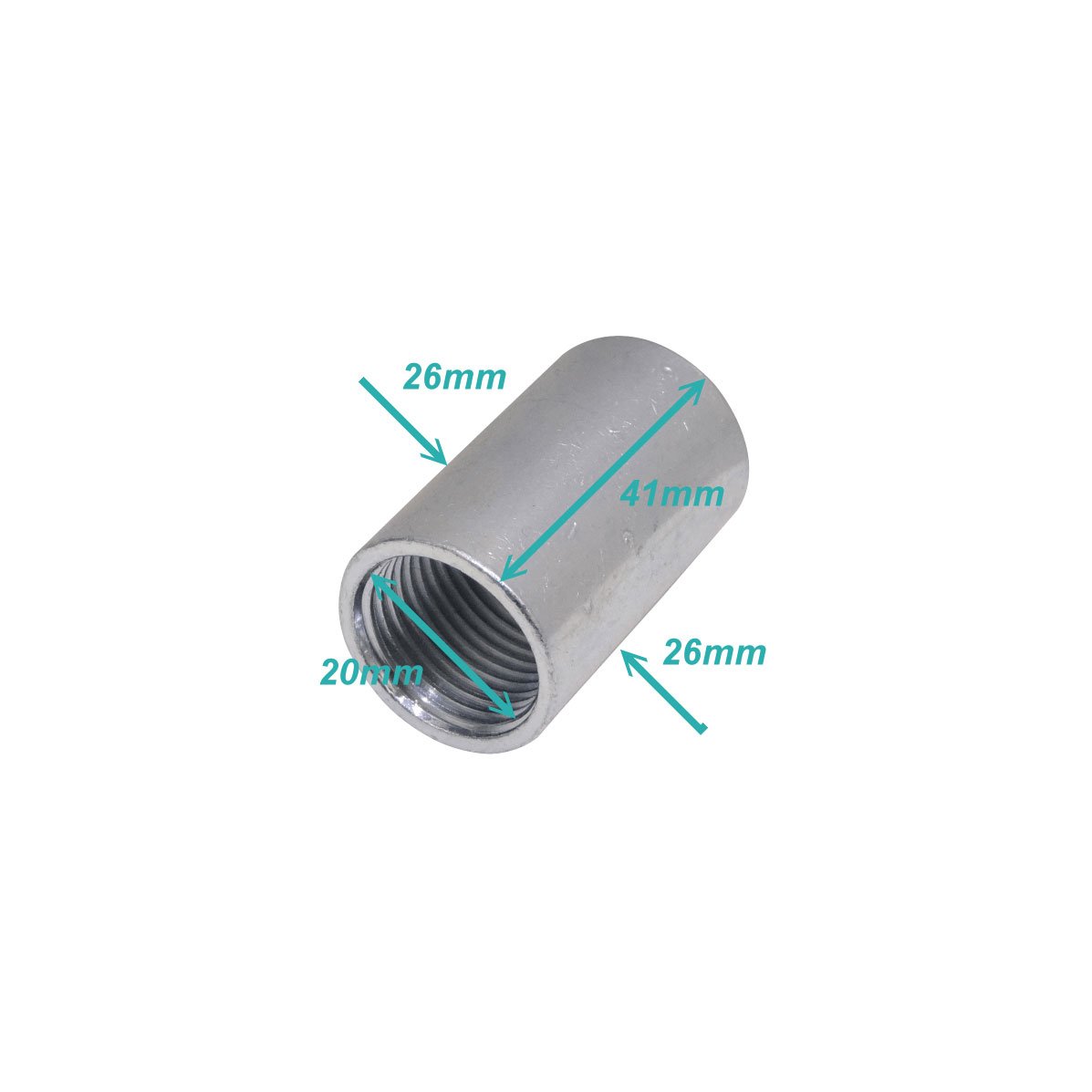 M12-COP - Zincado 1/2-Pulg Copla Largo-42mm Hilo Interno