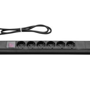 RG6SH - PDU 16A Enchufes 6-Hembra-Schuko in-Schuko Rack cable1,8m inc/M6-4KIT