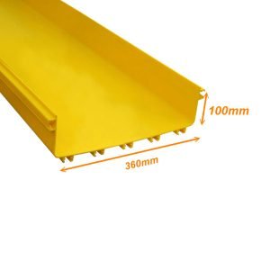 CC-360 - Canaleta LSZH 360x100mm 2mt Amarilla sin tapa sin separador Macho