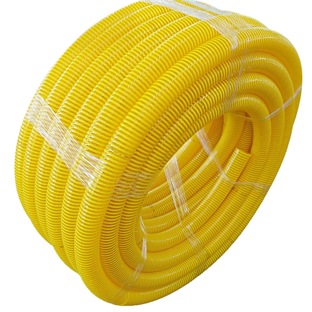 CCA-MANG - 25mt Tubo 55mm Manguera Flexible Abierta Amarilla PC+ABS LSZH