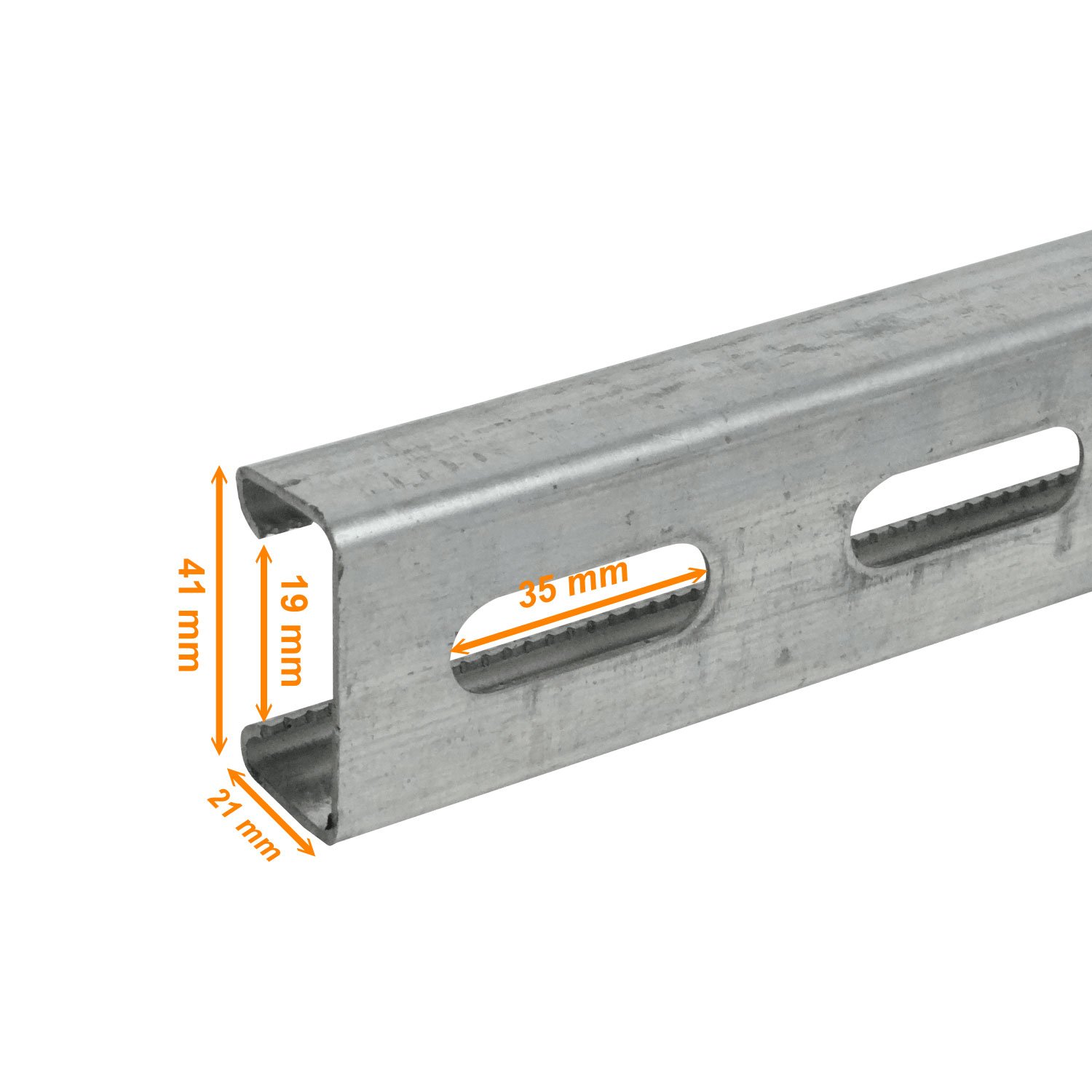 CANAL-1 - Perfil Strut 1mt 21x41x1,2mm Perforado Fierro 100cm