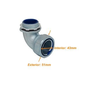 M40-SAC - Metalico 40mm Codo Prensa Estopa para Flexible Aislacion IP65