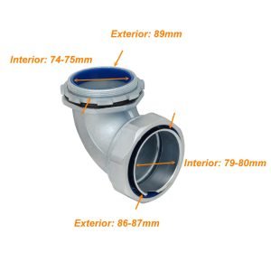 M90-SAC - Metalico 90mm Codo Prensa Estopa para Flexible Aislacion IP65