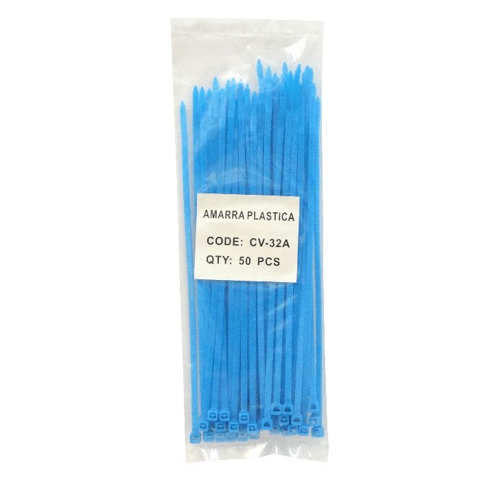 CV-32A - 50-un 200x3,5mm Azul Amarra Plastica Nylon 3.5x200mm