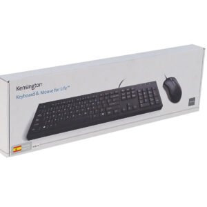 WIRED-KM - KENSINGTON Teclado y Mouse Cable Resistente Antiderrames USB-AM Negro - Imagen 3