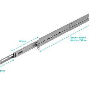 RIEL-1U - 1U Fondo-490-750mm Riel de Rack deslizable-450mm