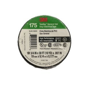 TEMFLEX-09 - 3M 9mt 175 Negra Cinta Aisladora PVC 19mm 0,177mm 600V -7ºC a 90ºC