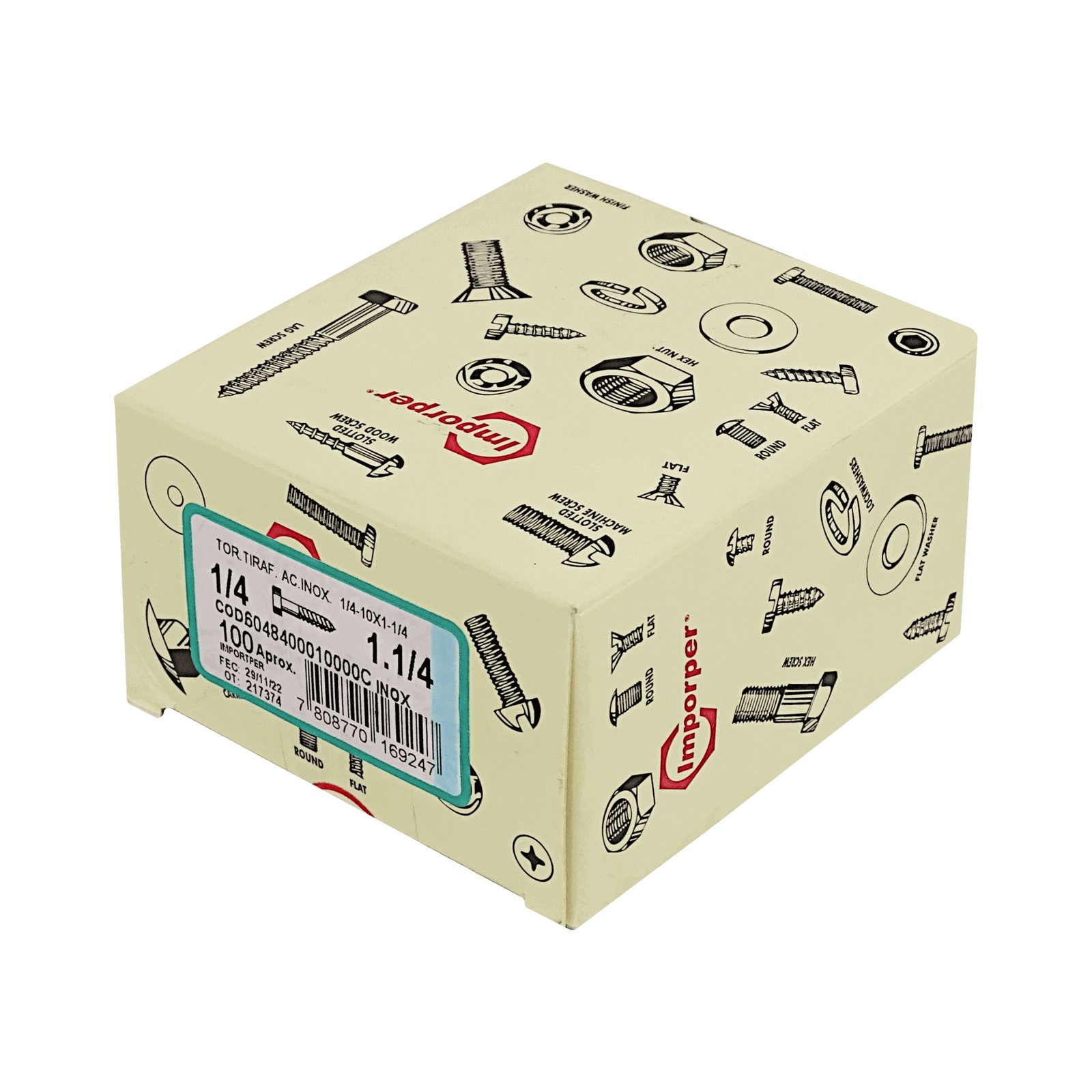 YUF6-10 - 100-unids. Tornillo Tirafondo Acero Inoxi 1/4-10 X 1-1/4-pul 604840001