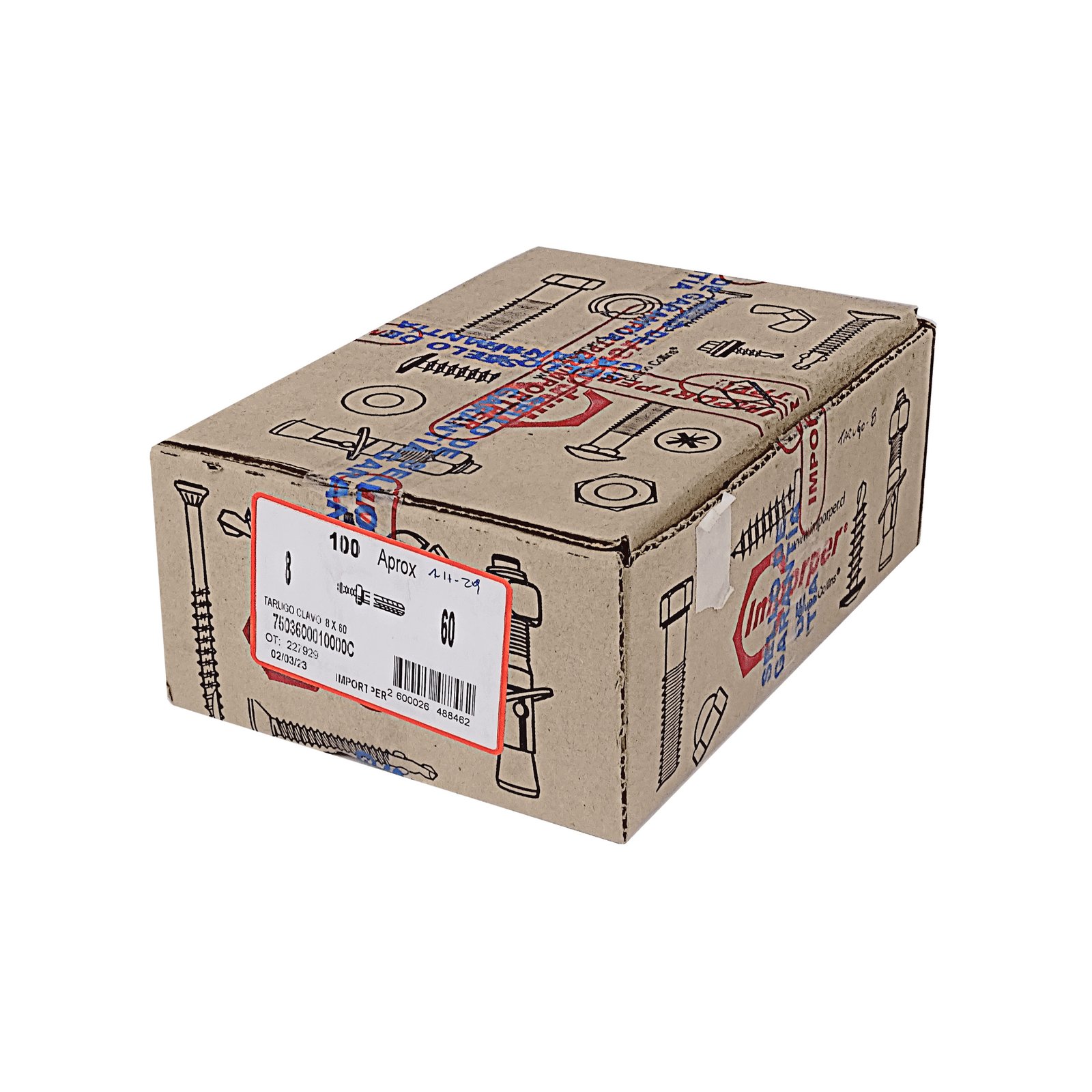 TARUGO- - 100-unids. 6x60mm Tarugo Clavo para Ladrillo Hueco