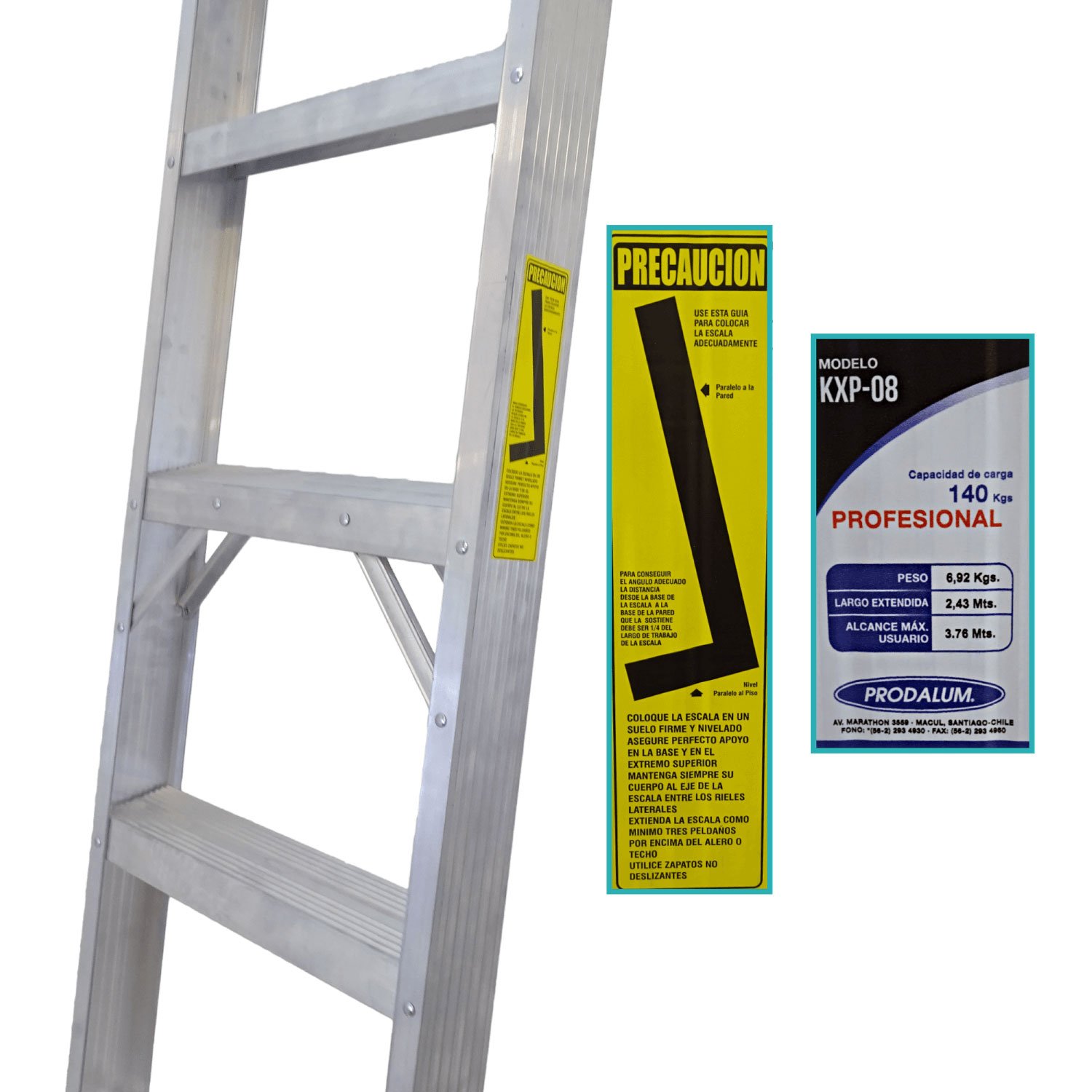 ESLA-408 - 2,4mt 140kg Recta Aluminio 8-Peldano Escalera 2.4mt Escala