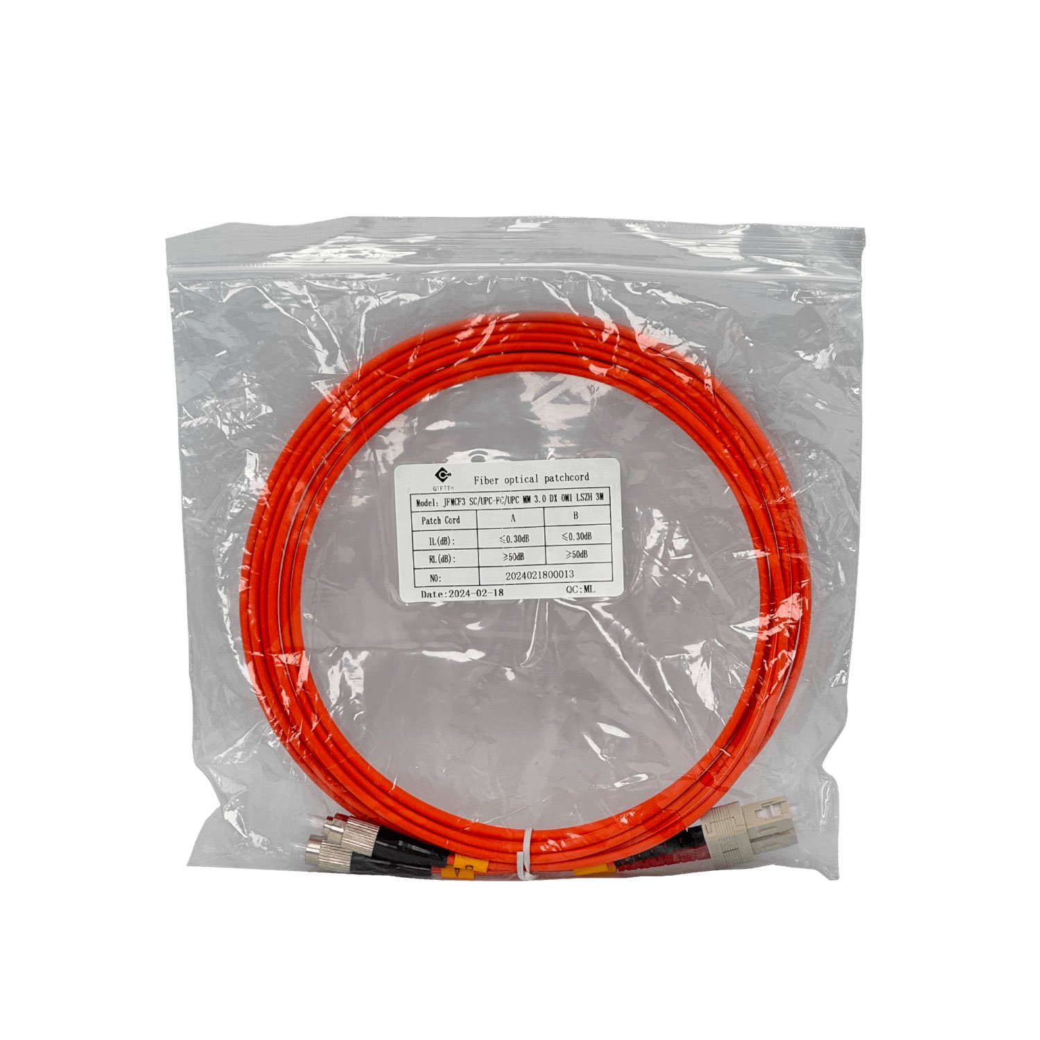 JFMCF3 - 3mt SC-FC OM1 MultiModo MM Duplex Jumper Fibra 62.5/125um LSZH