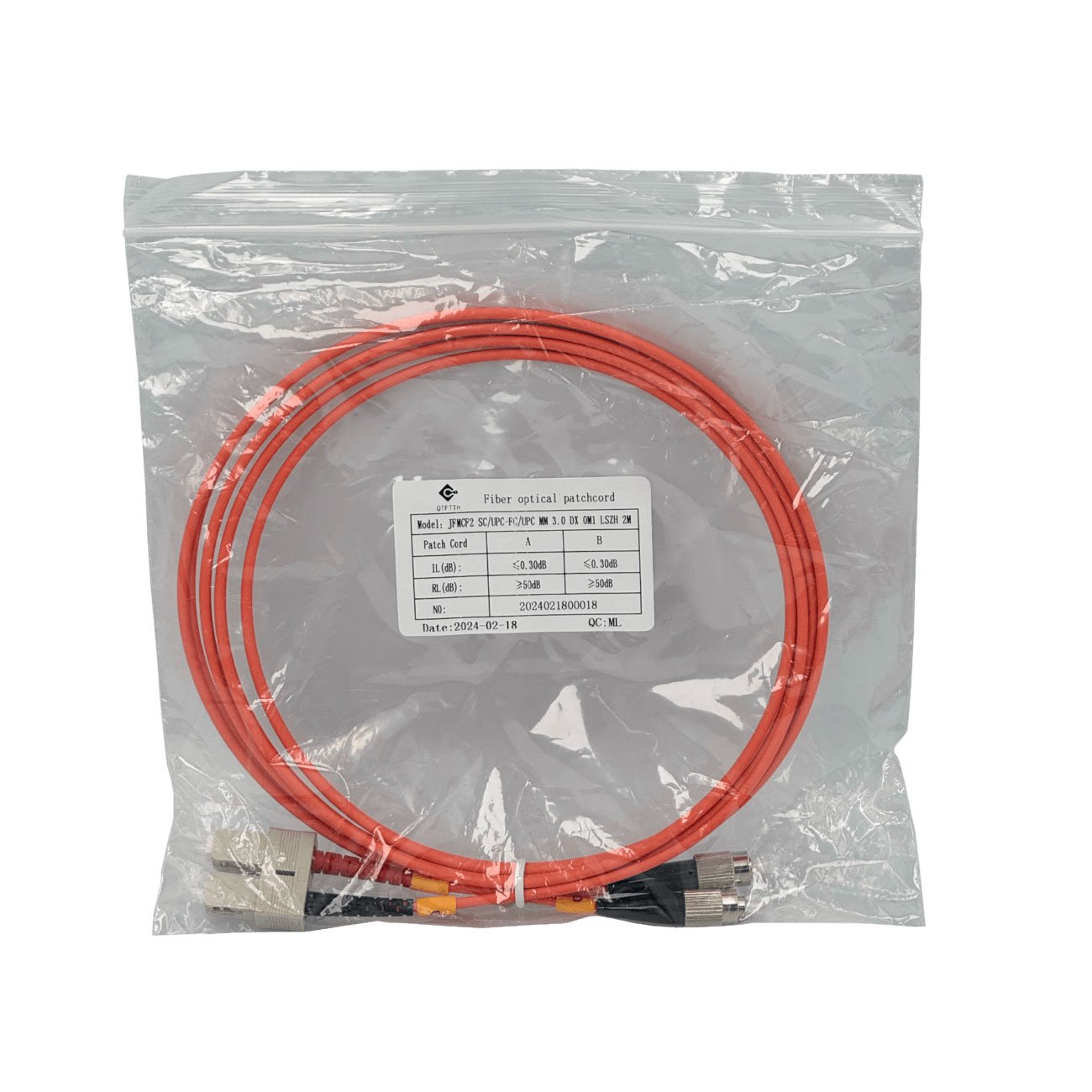 JFMCF2 - 2mt SC-FC OM1 MultiModo MM Duplex Jumper Fibra 62.5/125um LSZH