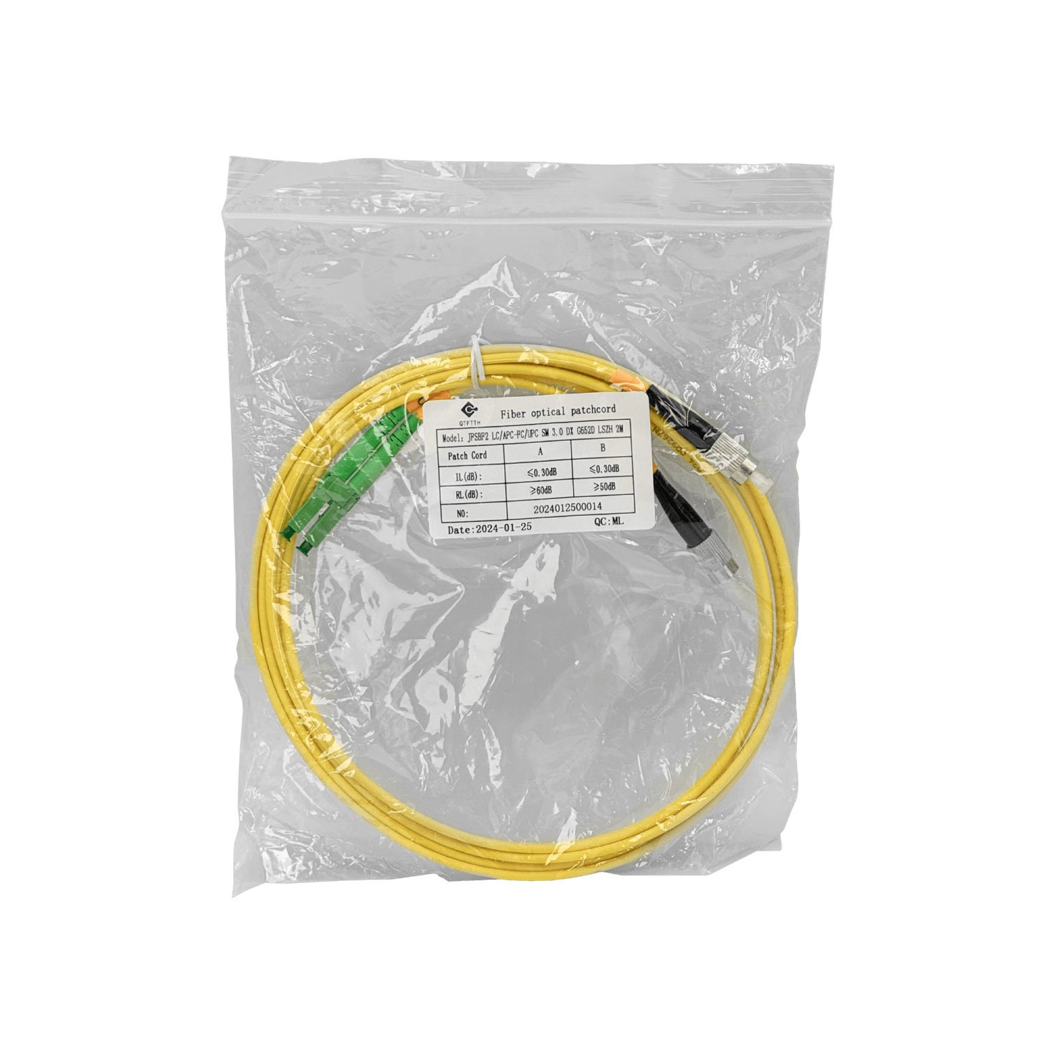 JFSBF2 - 2mt LC/APC-FC/UPC MonoModo SM Duplex Jumper Cable Fibra 9/125um 3mm
