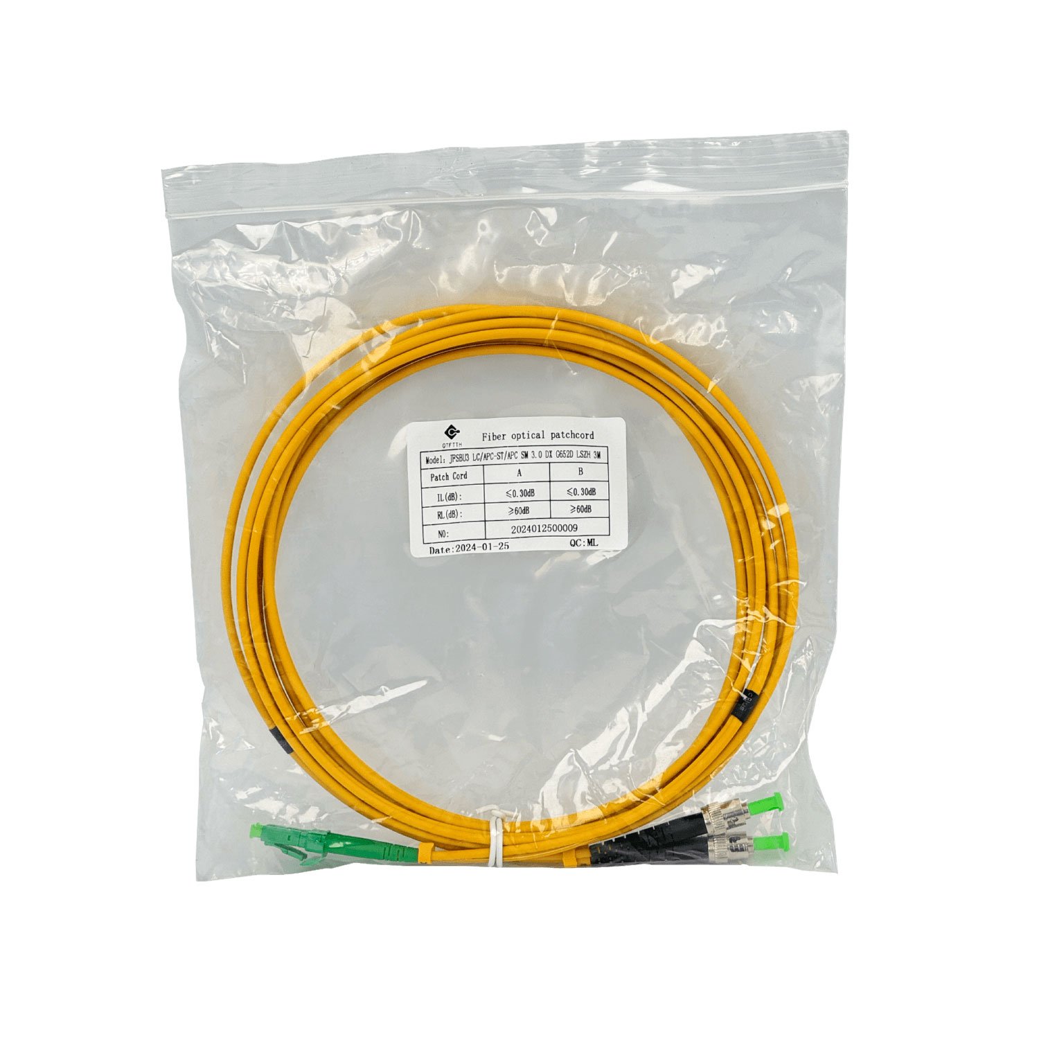 JFSBU3 - 3mt LC/APC-ST/APC MonoModo SM Duplex Jumper Cable Fibra 9/125um 3mm