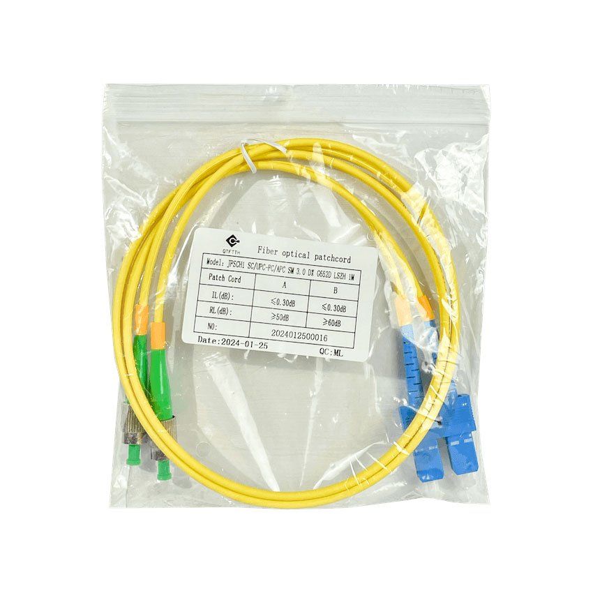 JFSCH1 - 1mt SC/UPC-FC/APC MonoModo SM Duplex Jumper Cable Fibra 9/125um 3mm