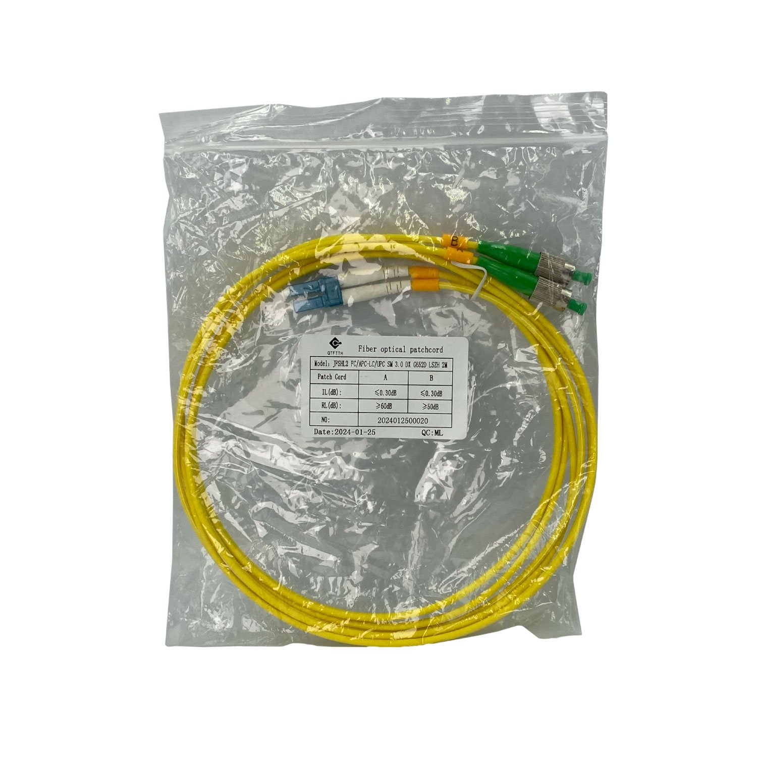 JFSHL2 - 2mt FC/APC-LC/UPC MonoModo SM Duplex Jumper Cable Fibra 9/125um 3mm