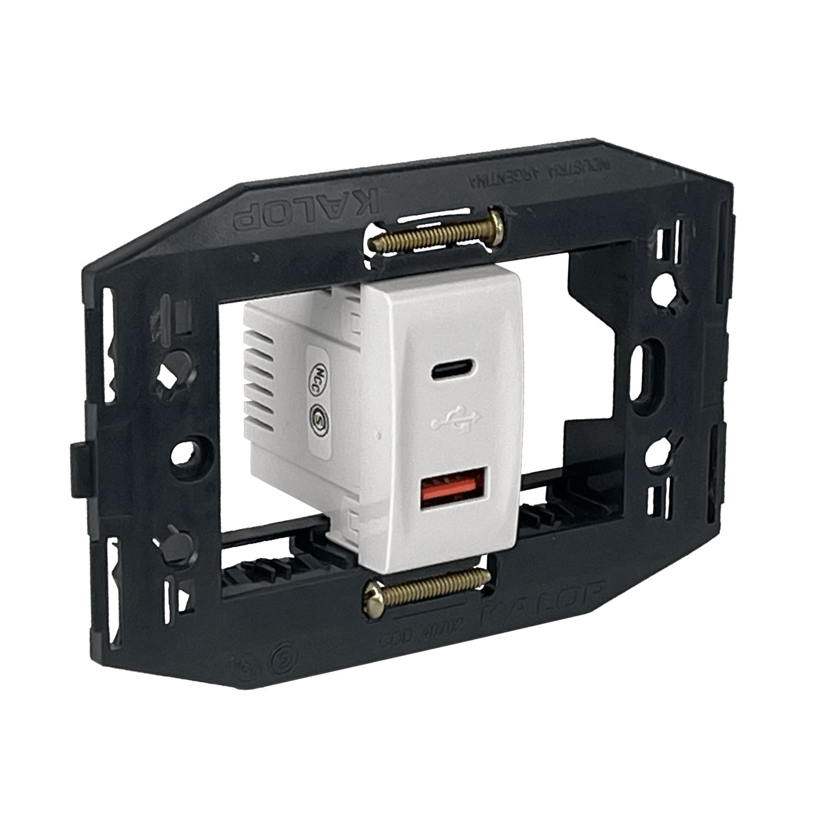 KEP-AC - KALOP Type-C 1xUSB-C 1xUSB-A Total 3A 10W 100-240VAC Bastidor KS40493