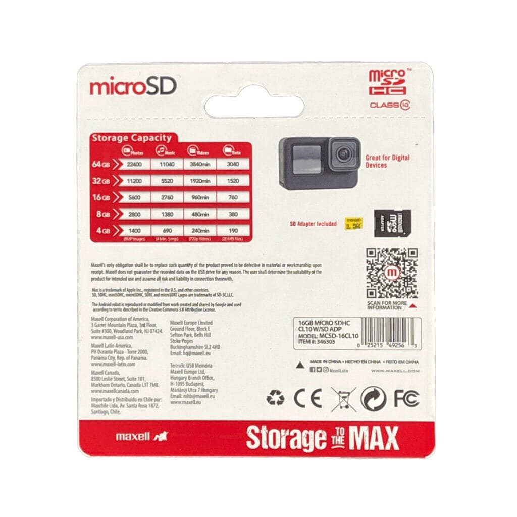 MAXELL 16GB MicroSD-HC c/Adaptador-SD Class10 SDCS2