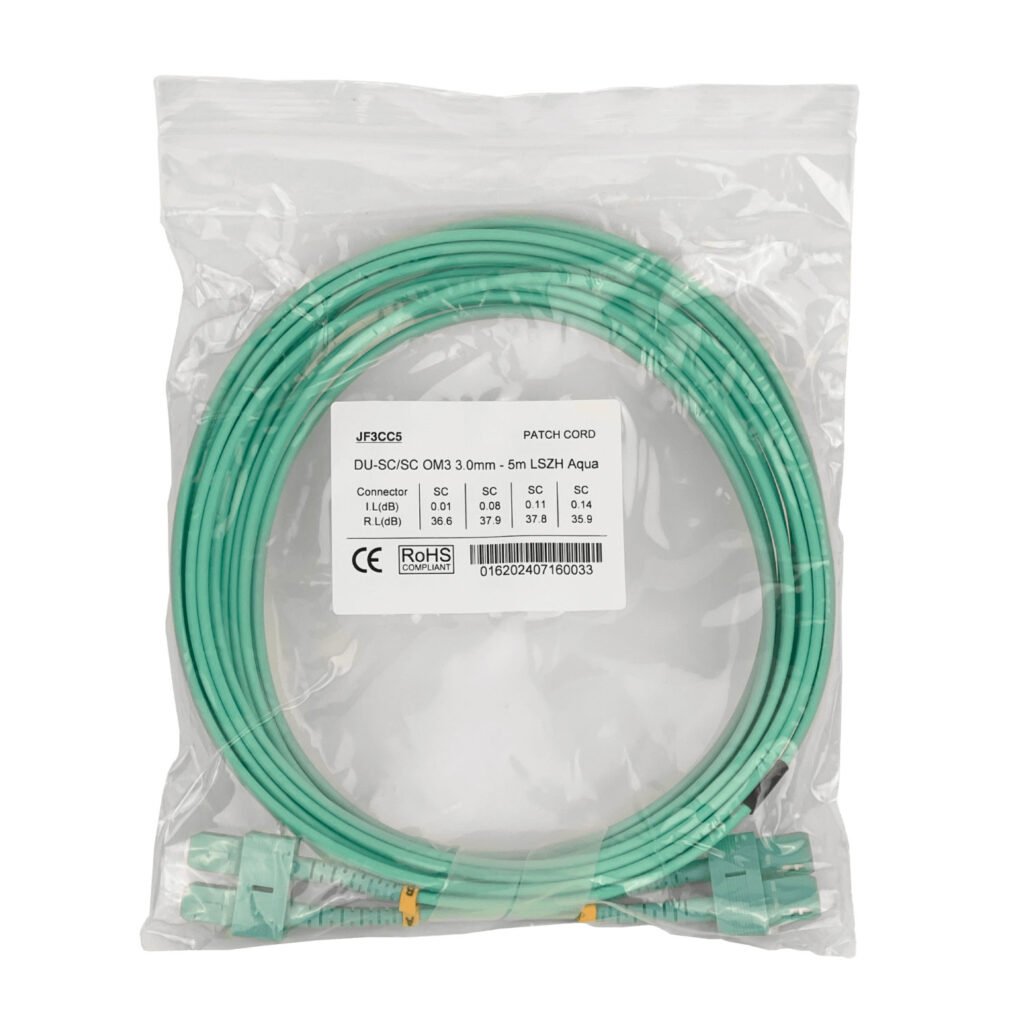 JF3CC5 - 5mt SC-SC OM3 MultiModo MM Duplex Jumper Fibra 3.0mm 50/125um LSZH
