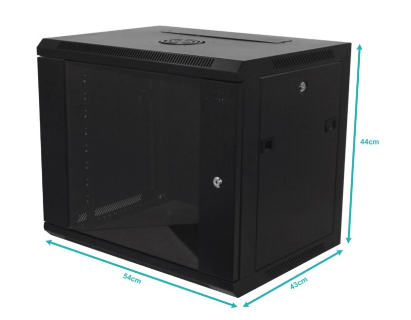 RK09-4L - 45cm-Fondo 9U Gabinete Rack Pared Negro inc-M6-2U