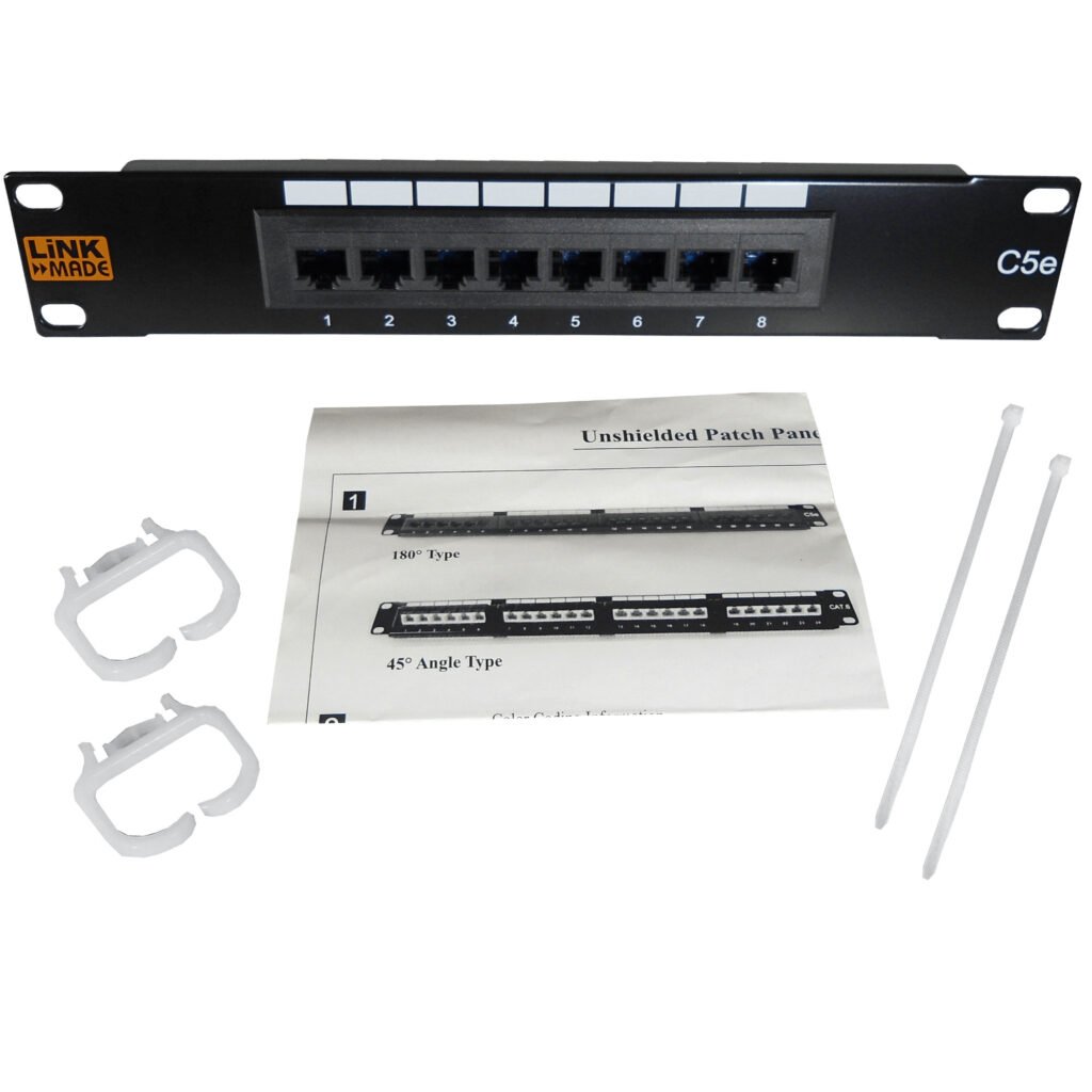 LINKMADE 8-RJ45 10-PULGADAS 1U CAT5E UTP PATCH PANEL UL CERT