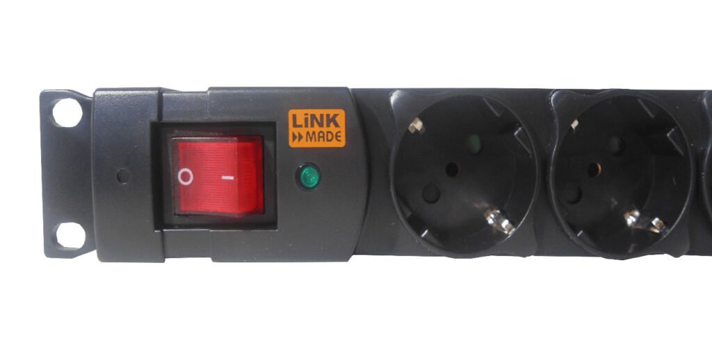 RG8CH - LINKMADE PDU 8-Schuko/ch-H 1-Ch-Macho 10A Rack1U interruptr luz-piloto