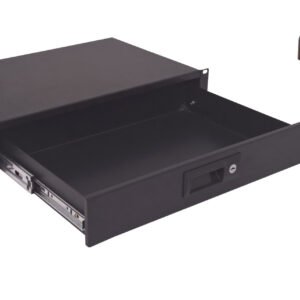 RAC-2U - LINKMADE 2U Cajon 2-Llave Negro para Rack Altura-2-RU Profundidad-30cm