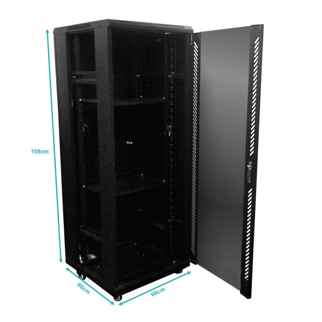 RK32-6L - LINKMADE RACK Vidrio Piso 32U/140cm 600mm 60cm-Fondo c/PDU-Vent