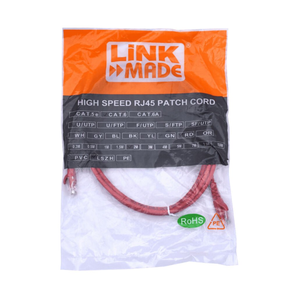 CP6R-20L - LINKMADE 2MT CAT6 ROJO LSZH CABLE PATCH INYECTADO MULTIFILAR