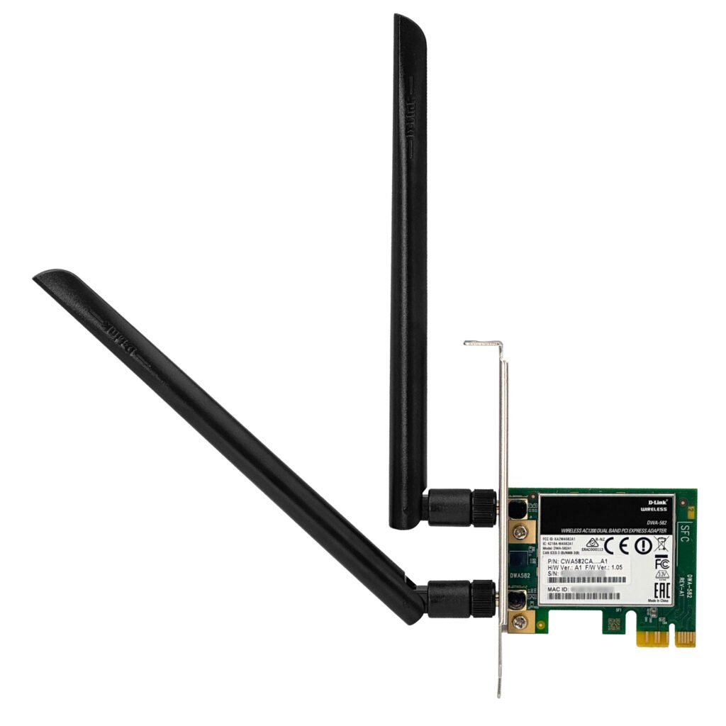DWA-582 - D-LINK PCIe-x1 867mbps-5GHz 300mbps-2,4GHz 2-4,5dBi-RPSMA-H AC1200