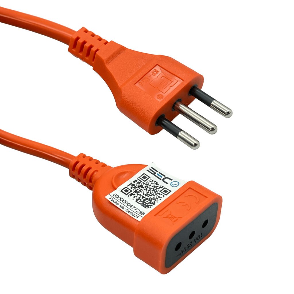 ME-1205 - MACROTEL 5mt Naranjo Alargador de Corriente 10A Enchufe Chileno