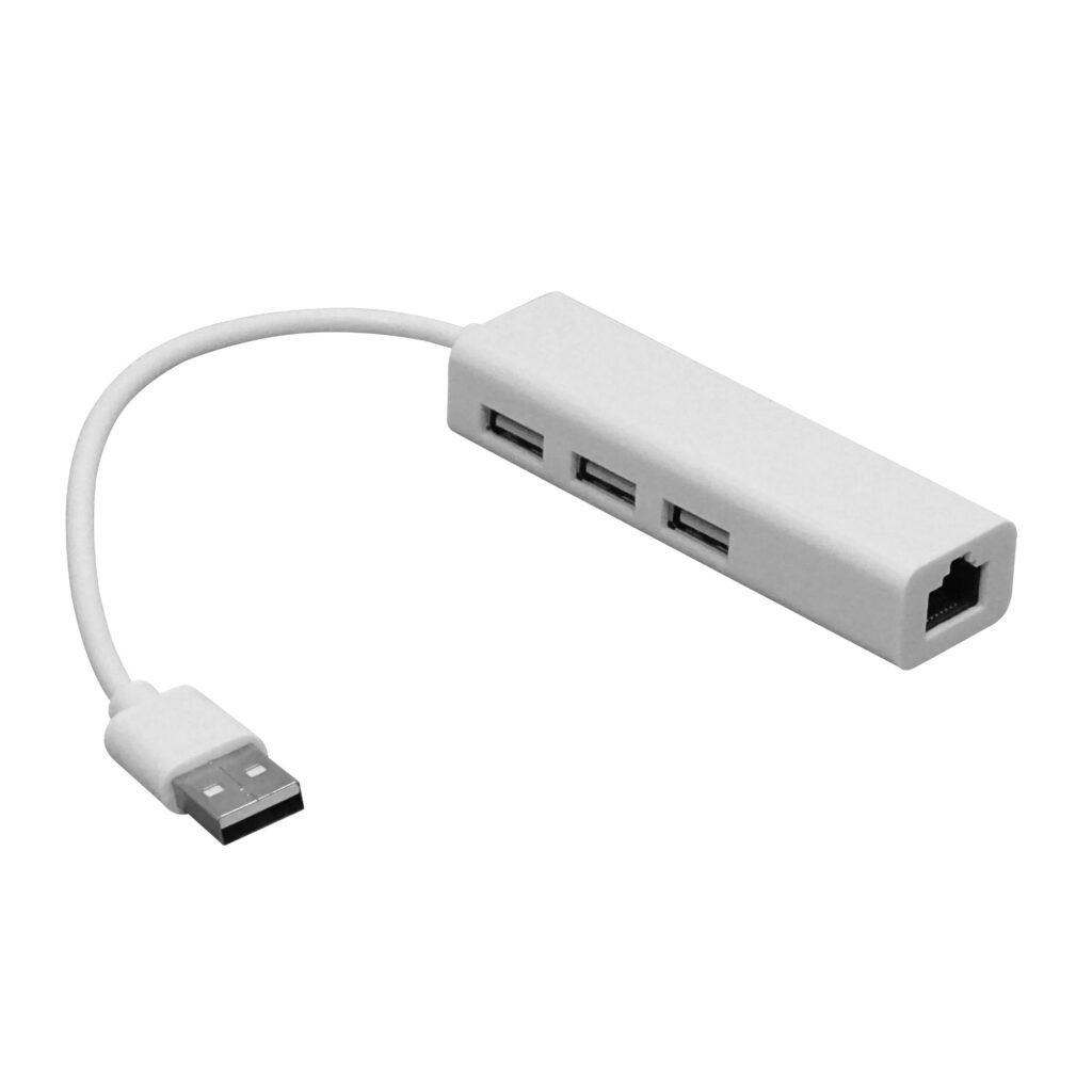 GENLANHUB - Blanco 1-USB2.0 1-LAN-RJ45-Ethernet 10/100mbps HUB/3-USB2.0 Win-Mac
