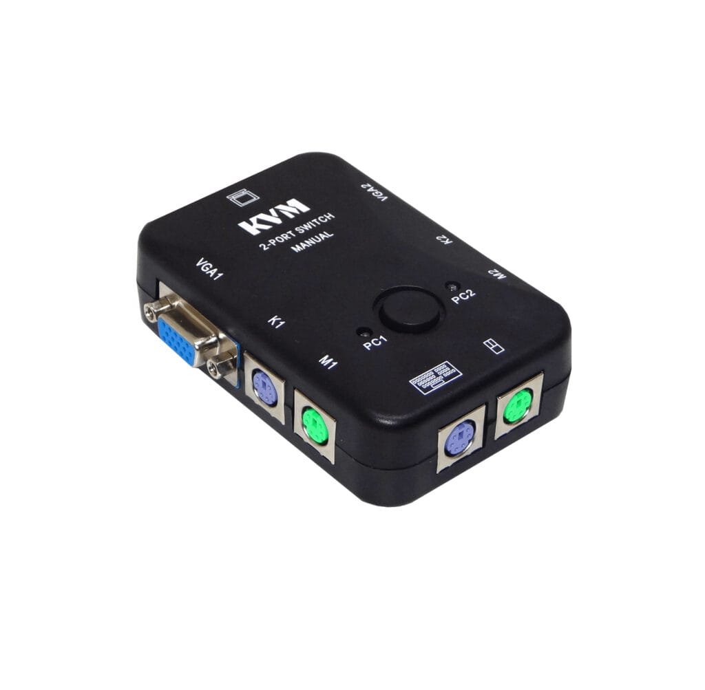 KVM-K02S - KVM 2-PS2-VGA requiere-Cables no-req-Fuente-Poder