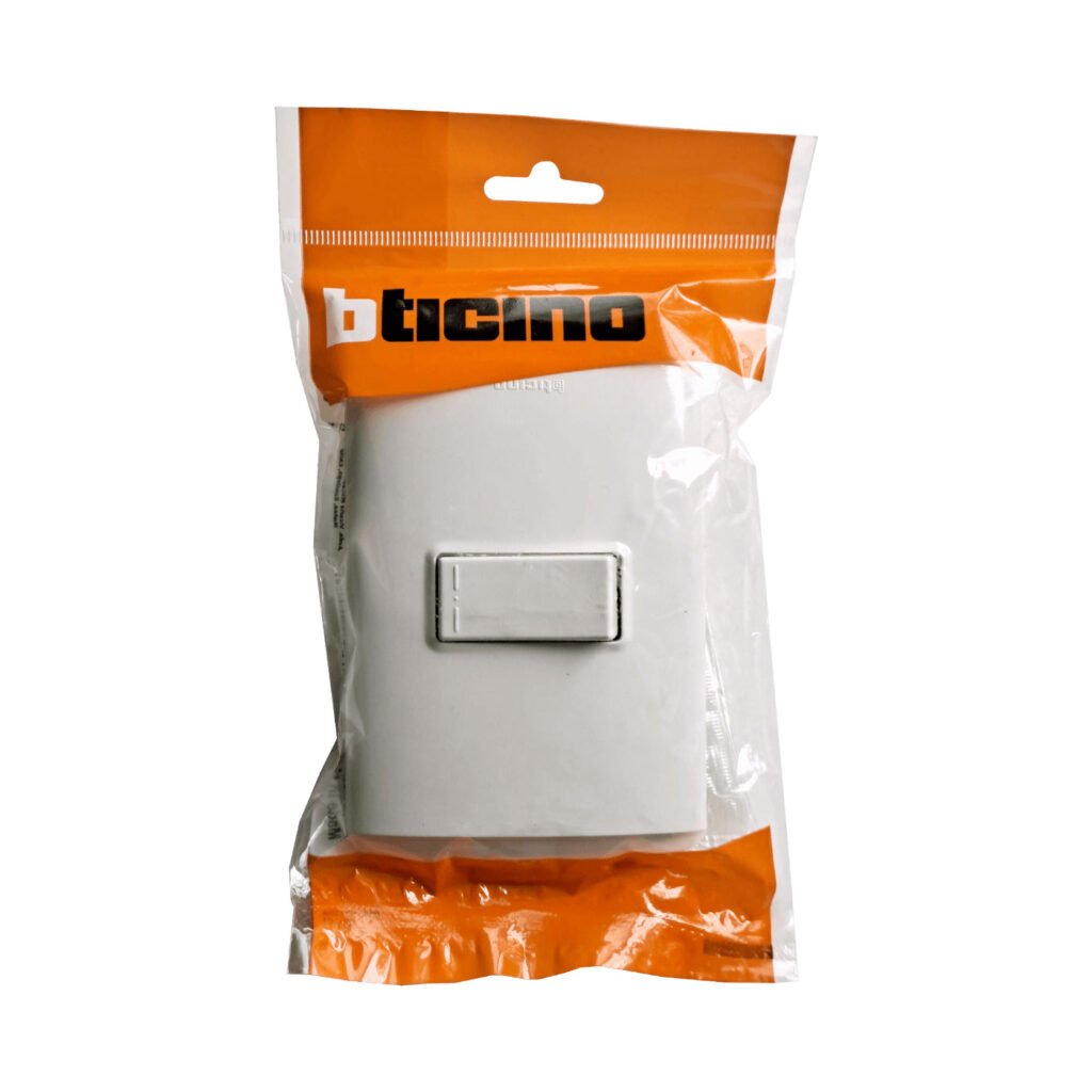 BTICINO MODUS 1-INTERRUPTOR-10A UNIPOLAR-912 C/BASE/TAPA BLANCA ARMADO