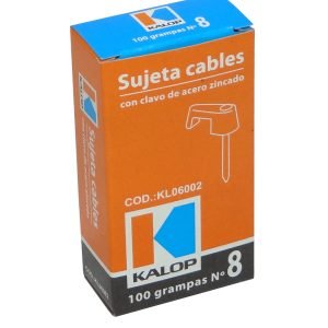 GRAMPA-8 - KALOP 100-UN Nº8 Blanca 2,45x7mm Clavo-14x1,8mm Zincado Sujeta-Cable