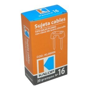 GRAMPA-16 - KALOP 20-UN Nº16 Gris 4x13mm 2-Clavos-15x2mm Zincados Sujeta-Cable