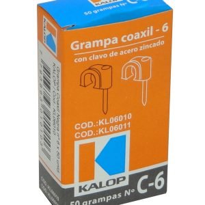 GRAMPA-C6N - KALOP 50-UN C6 Negra 6x6mm Clavo-15x2mm Zincado Sujeta-Cable Coaxial