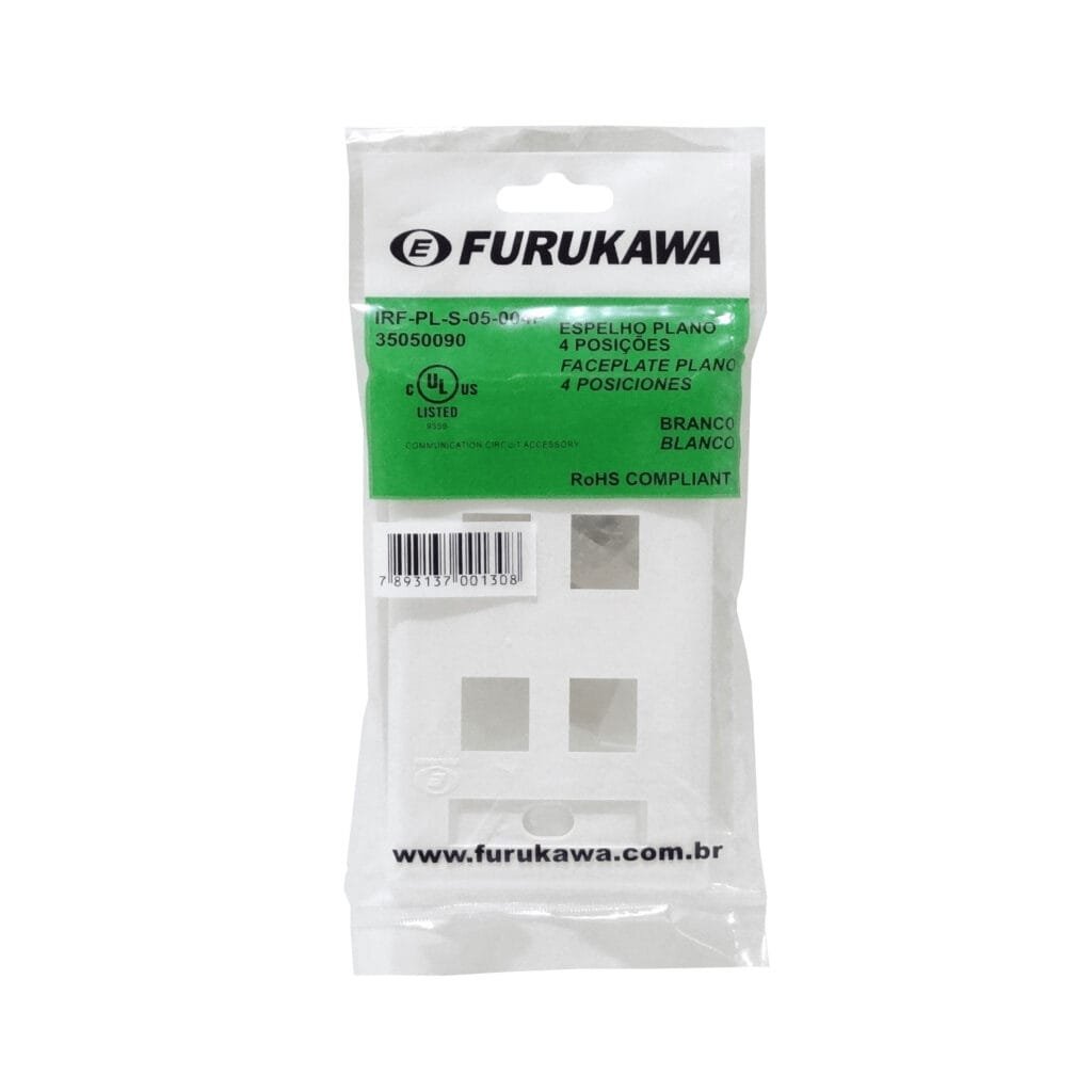 FURUKAWA para 4-Keystone Faceplate Blanco Plano 4P 70x114mm 35050090