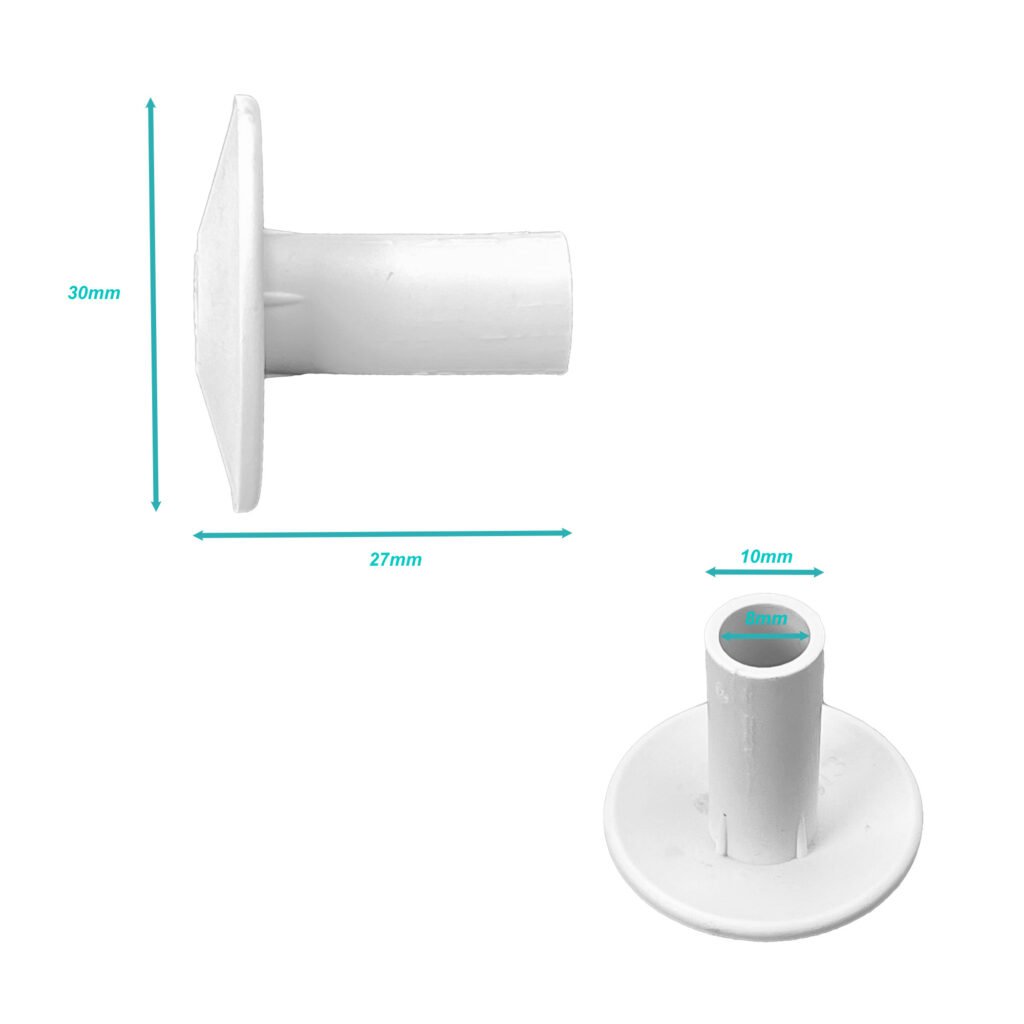 PASAMURO-W - Blanco Plastico Diameto int7,6/10mm para pasar Cable por muro-26mm
